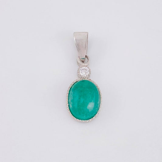 Dije Ovalado Esmeralda 3.6 Qts 1.75 g / 2.5 cm Plata 925