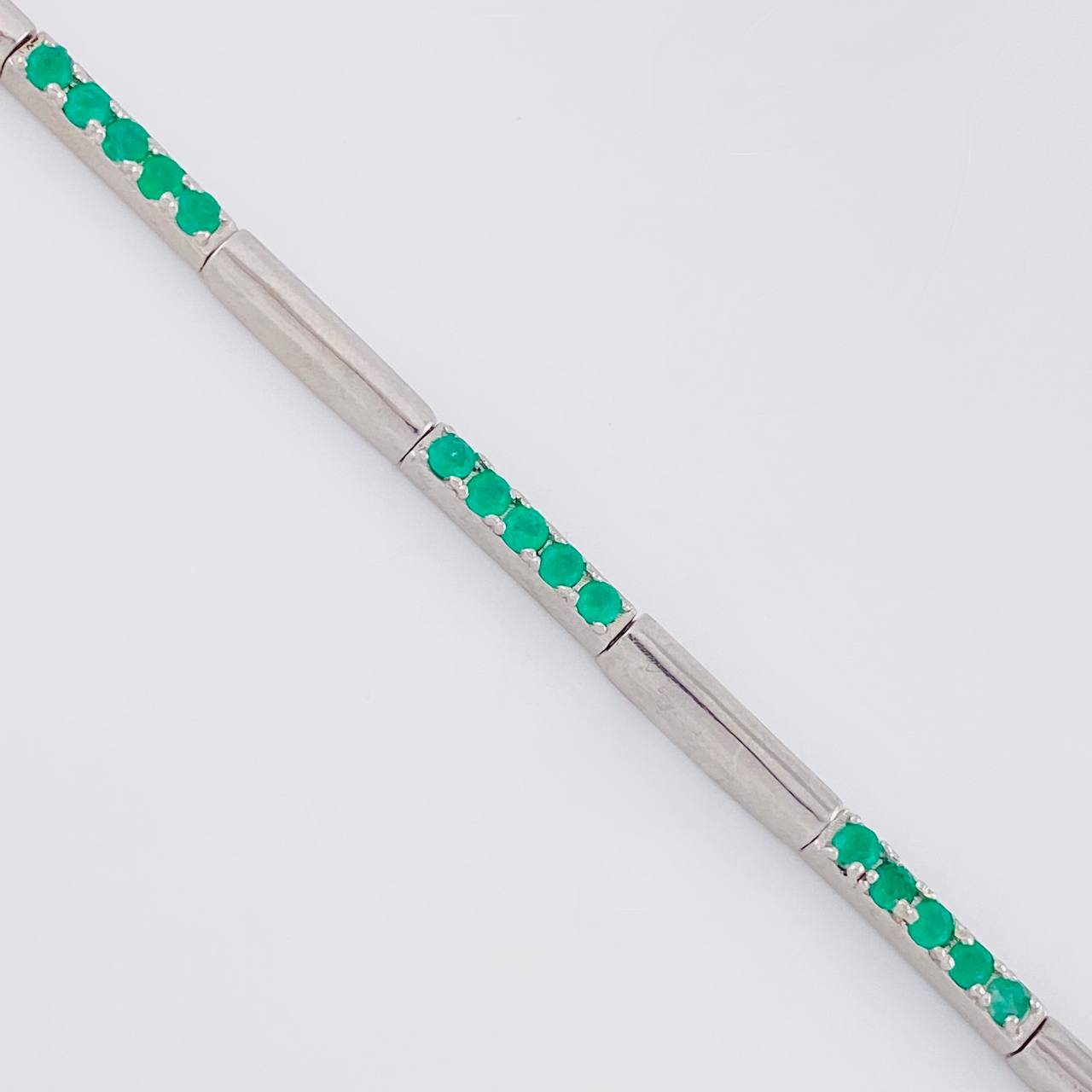 Pulso Intercarlado Esmeraldas 1,16Qts 6.85 g / 19 cm / 2.9 mm Plata 925