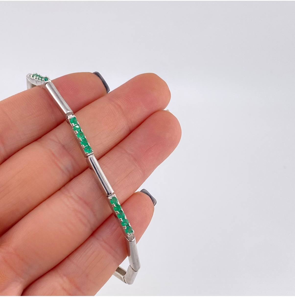 Pulso Intercarlado Esmeraldas 1,16Qts 6.85 g / 19 cm / 2.9 mm Plata 925