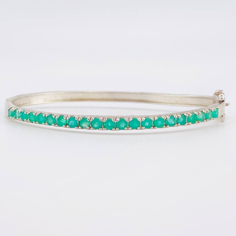 Pulso Aro Tupido Esmeraldas 1.16Qts 7 g / 18.3 cm / 3.2 mm Plata 925