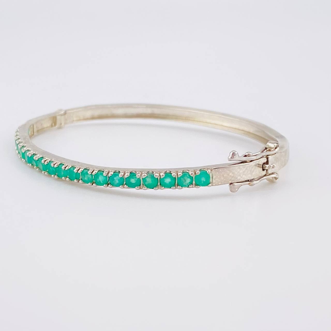 Pulso Aro Tupido Esmeraldas 1.16Qts 7 g / 18.3 cm / 3.2 mm Plata 925