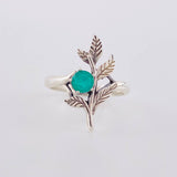 Anillo Hojas Laurel Esmeralda 0,03 Pts 2.35 g / T5 Plata 925