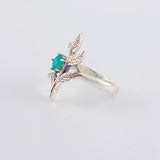 Anillo Hojas Laurel Esmeralda 0,03 Pts 2.35 g / T5 Plata 925