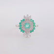 Anillo Rombo Piedra Central Esmeraldas 0.58 Pts 1.95 g / T6 Plata 925