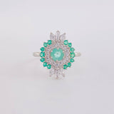 Anillo Rombo Piedra Central Esmeraldas 0.58 Pts 1.95 g / T6 Plata 925
