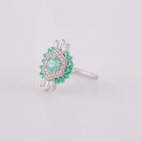 Anillo Rombo Piedra Central Esmeraldas 0.58 Pts 1.95 g / T6 Plata 925