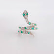 Anillo Serpiente Esmeraldas 0,43 Pts 5.55 g / T7 1/4 Plata 925