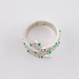 Anillo Serpiente Esmeraldas 0,43 Pts 5.55 g / T7 1/4 Plata 925