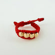 Anillo Tejido Rojo Bolas Diamantadas 0.4 g / T5 Oro Amarillo 18K