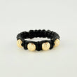 Anillo Tejido Negro Bolas Diamantadas 0.5 g / T7 3/4 Oro Amarillo 18K