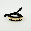 Anillo Tejido Negro Bolas Diamantadas 0.55 g / T7 Oro Amarillo 18K