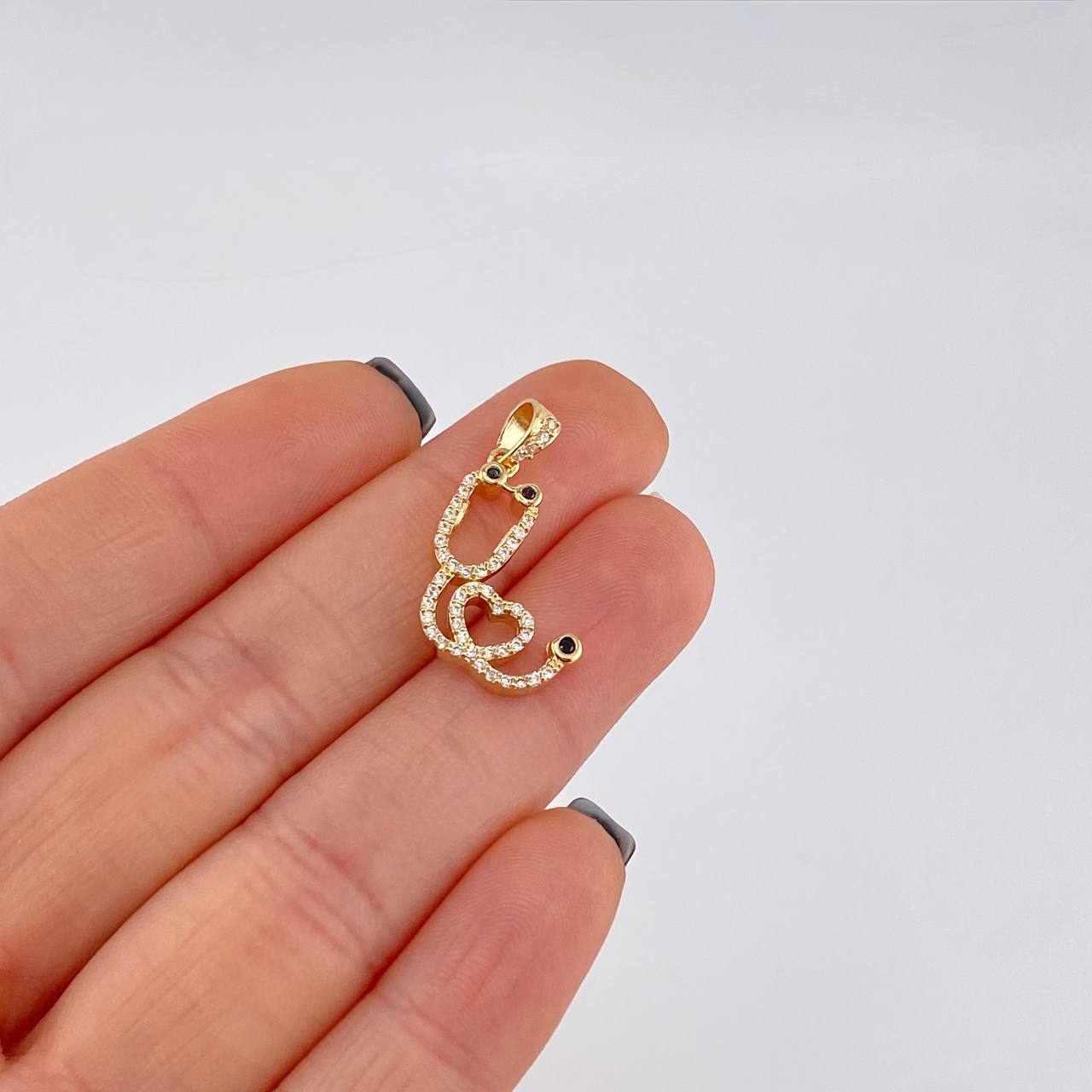 Dije Estetoscopio tupido corazon 2.4g / 2.5cm Oro Amarillo 18K