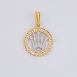 Dije Circulo corona 1.4g / 2.2cm Dos Oros Amarillo Blanco 18K