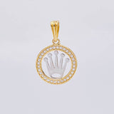 Dije Circulo corona 1.4g / 2.2cm Dos Oros Amarillo Blanco 18K