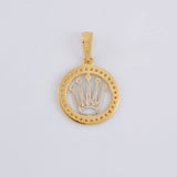 Dije Circulo corona 1.4g / 2.2cm Dos Oros Amarillo Blanco 18K