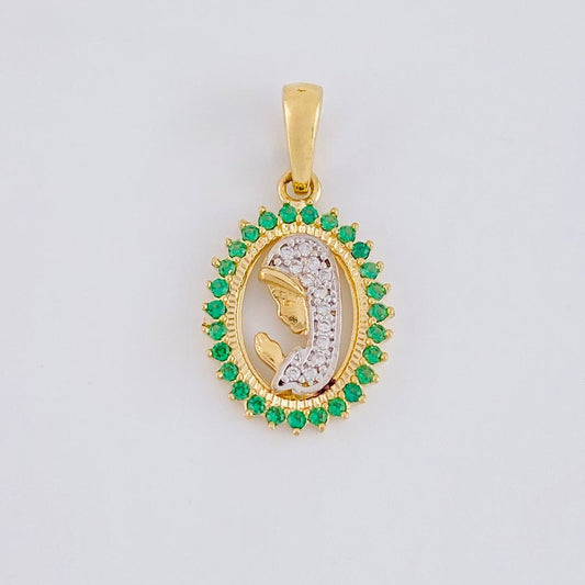 Dije Virgen maria 1.9g / 2.2cm Dos Oros Amarillo Blanco 18K