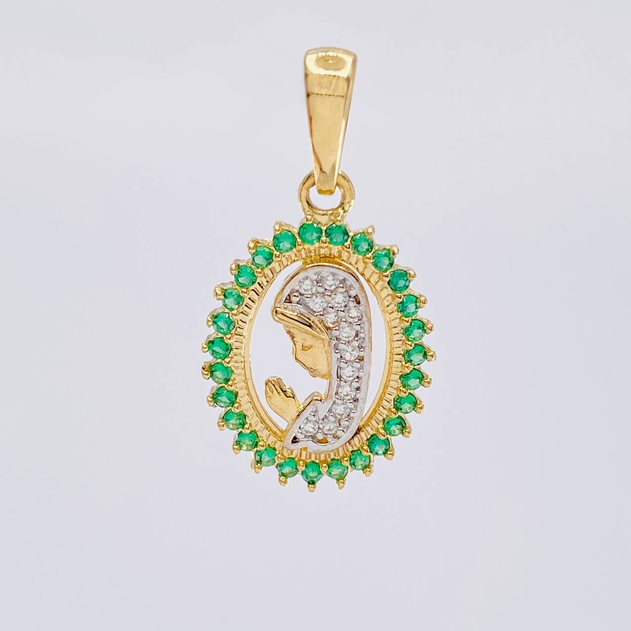 Dije Virgen maria 1.9g / 2.2cm Dos Oros Amarillo Blanco 18K