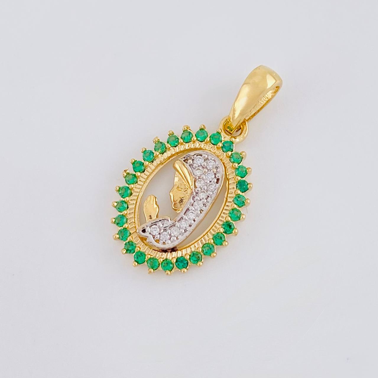 Dije Virgen maria 1.9g / 2.2cm Dos Oros Amarillo Blanco 18K