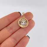 Dije Circulo ancla diamanatado 2.8g / 2.5cm Tres Oros 18K