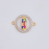 Herraje Circulo virgen de guadalupe 1.35g / 2.2cm Dos Oros Amarillo Blanco 18K
