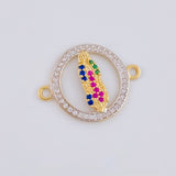 Herraje Circulo virgen de guadalupe 1.35g / 2.2cm Dos Oros Amarillo Blanco 18K
