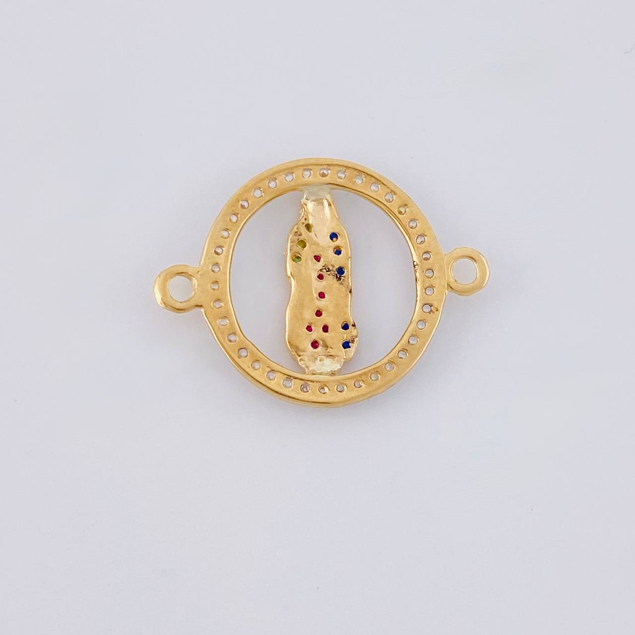 Herraje Circulo virgen de guadalupe 1.35g / 2.2cm Dos Oros Amarillo Blanco 18K