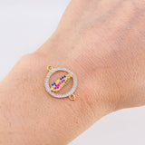 Herraje Circulo virgen de guadalupe 1.35g / 2.2cm Dos Oros Amarillo Blanco 18K