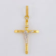 Dije Cruz Cristo Puntas Planas 1.2 g / 4.3 cm Dos Oros Amarillo Blanco 18K