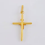 Dije Cruz Cristo Puntas Planas 1.2 g / 4.3 cm Dos Oros Amarillo Blanco 18K