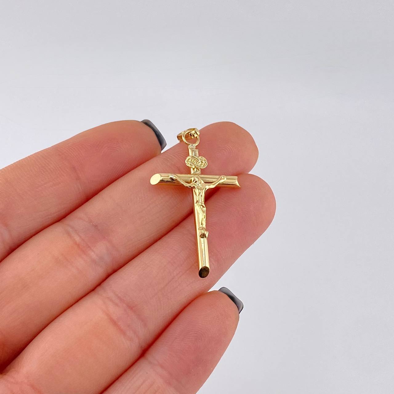 Dije Cruz Cristo Puntas Planas 1.25 g / 4 cm Oro Amarillo 18K