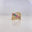 Anillo Rustico 6.1gr / T7 / Circones Colores Oro Amarillo 18K &