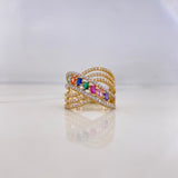 Anillo Rustico 6.1gr / T7 / Circones Colores Oro Amarillo 18K &
