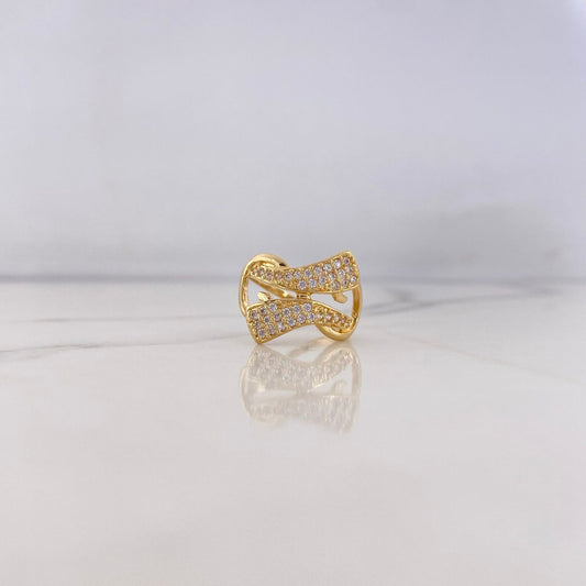 Anillo Liston 3.85gr / T6 1/4 / Circones Blancos Oro Amarillo 18K $