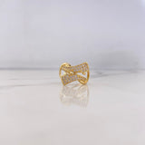 Anillo Liston 3.95gr / T5 1/2 / Circones Blancos Oro Amarillo 18K #