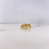Anillo Liston Cruzado 2.65gr / T6 3/4 / Circones Blancos Oro Amarillo 18K $