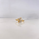 Anillo Rosas 2.45gr / T8 / Circones Blancos Dos Oros Amarillo Blanco 18K $