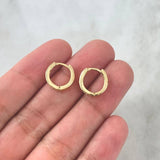 Candongas Carril 1.75gr / 1.2cm / Circones Blancos Oro Amarillo 18K