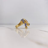 Anillo Rana 7.15gr / T9 1/4 / Circones Azules Morados Oro Amarillo 18K &