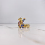 Anillo Rana 7.15gr / T9 1/4 / Circones Azules Morados Oro Amarillo 18K &