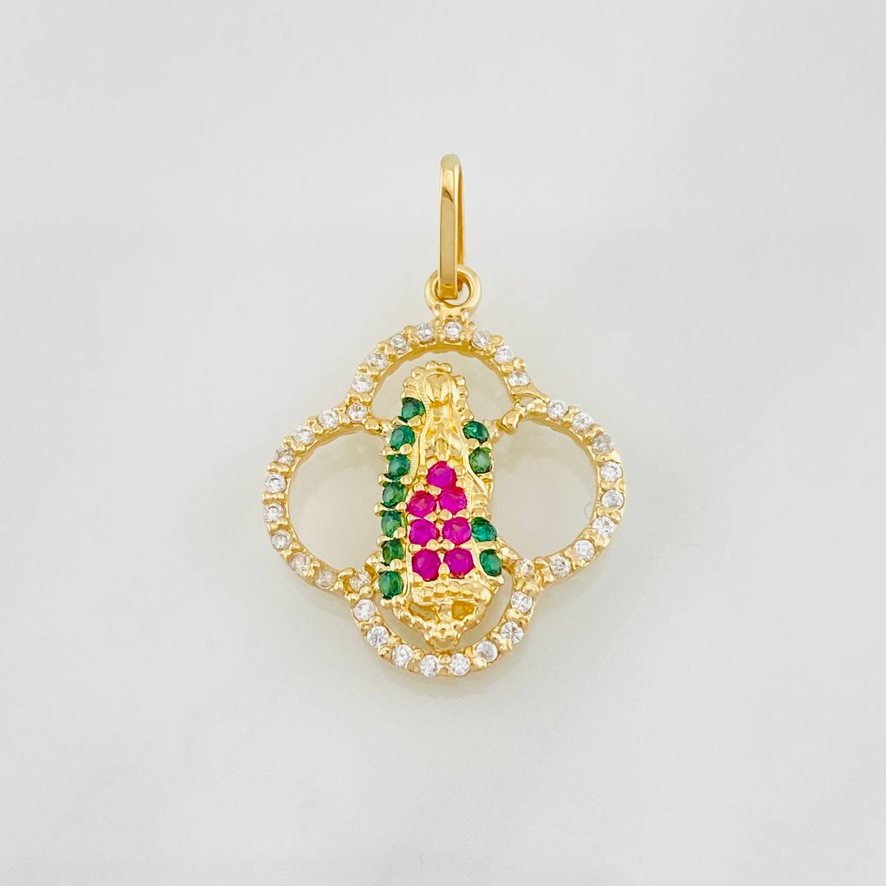 Dije Virgen Guadalupe Flor 2g / 2.3cm Oro Amarillo 18K