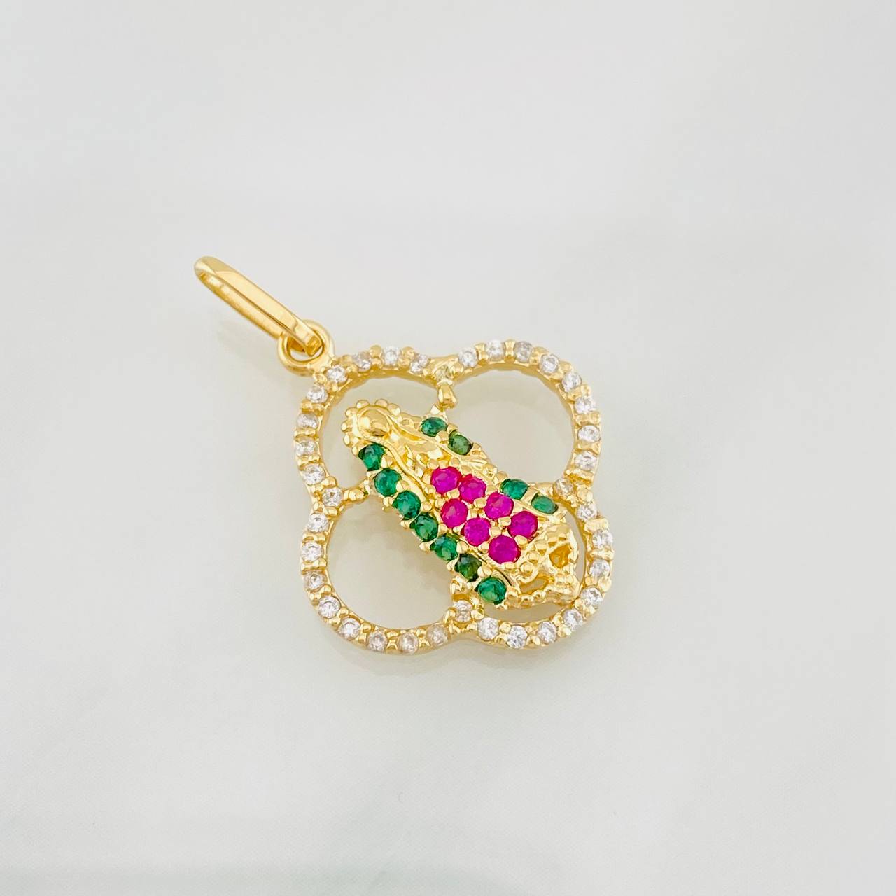 Dije Virgen Guadalupe Flor 2g / 2.3cm Oro Amarillo 18K