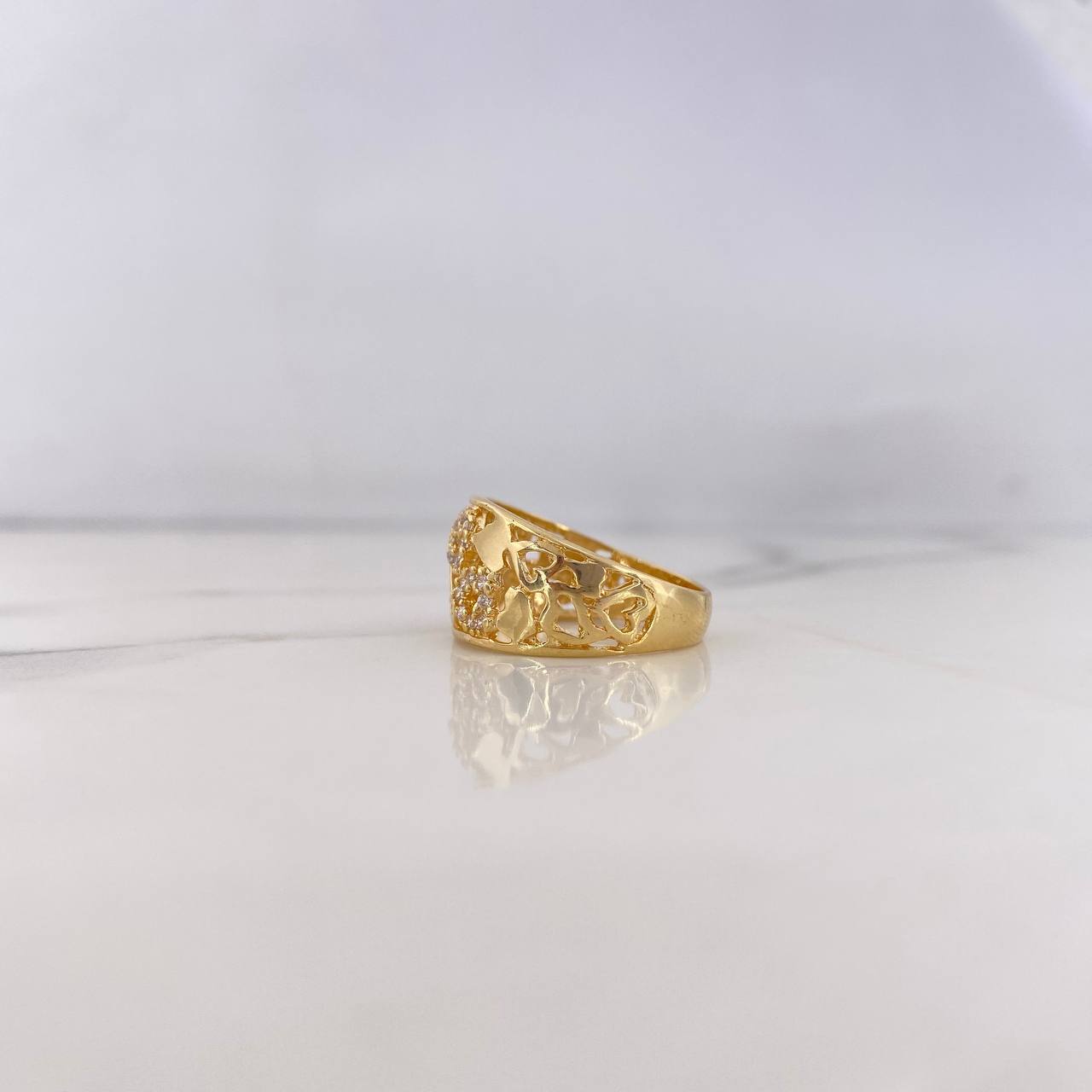 Anillo Corazones 5.35gr / T8 / Circones Blancos Oro Amarillo 18K $