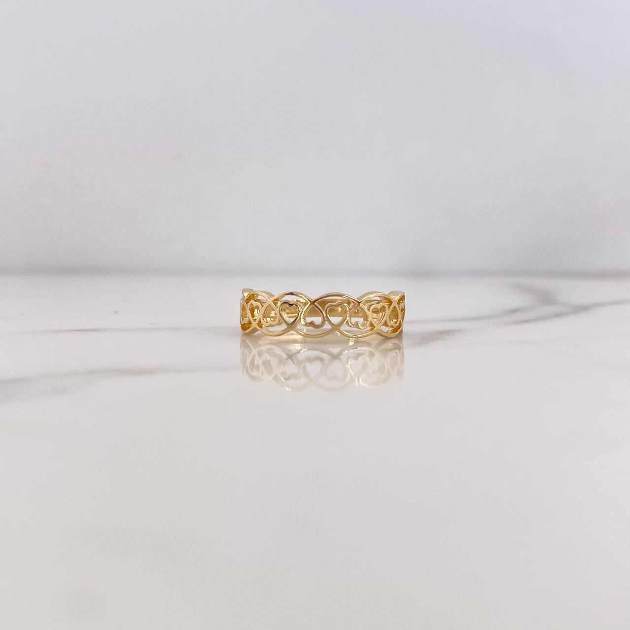 Anillo Corazones 2.3gr / T7 1/2 / Oro Amarillo 18K &