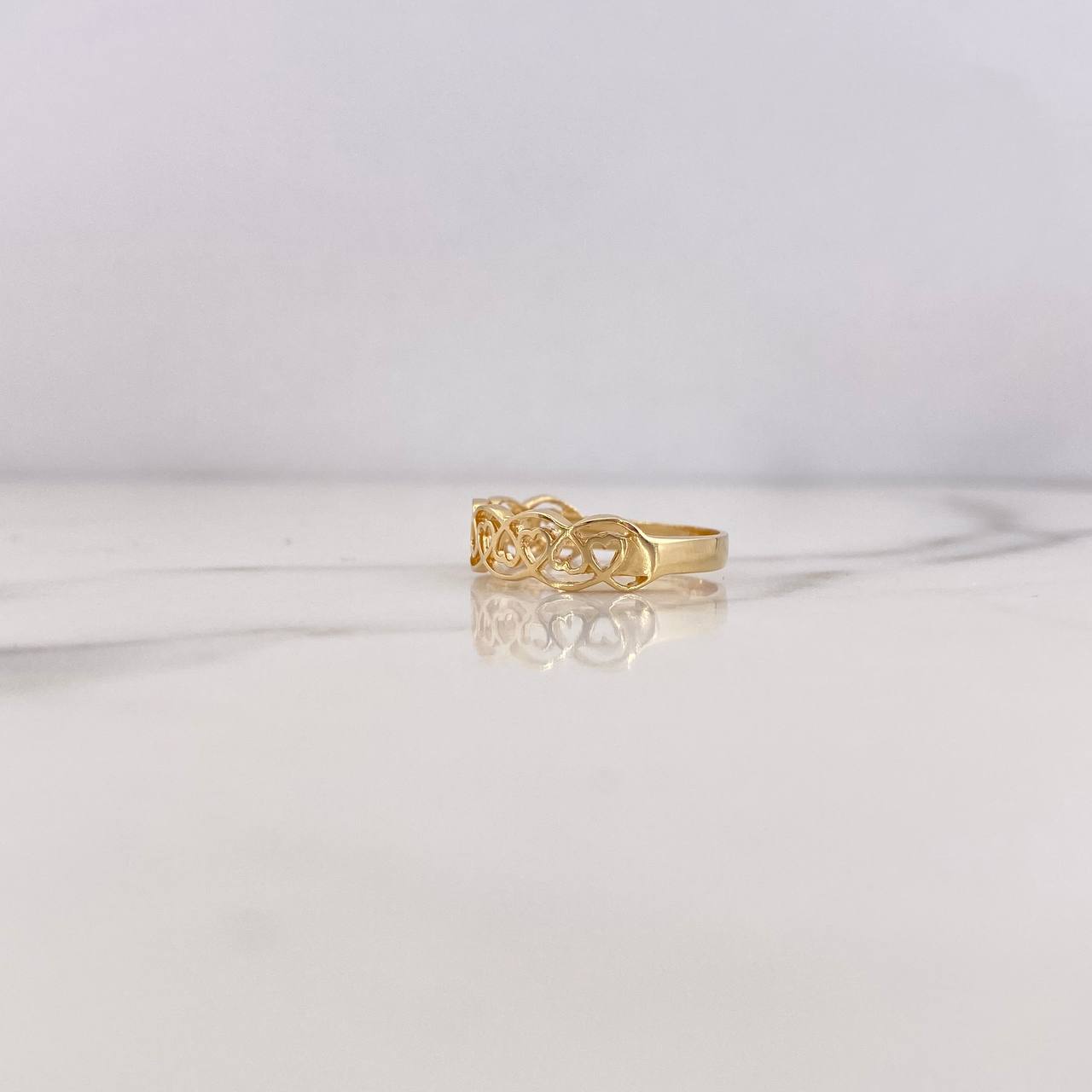 Anillo Corazones 2.3gr / T7 1/2 / Oro Amarillo 18K &