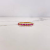 Anillo Churumbela 1.4gr / T4 1/2 / Circones Fucsias Oro Amarillo 18K &