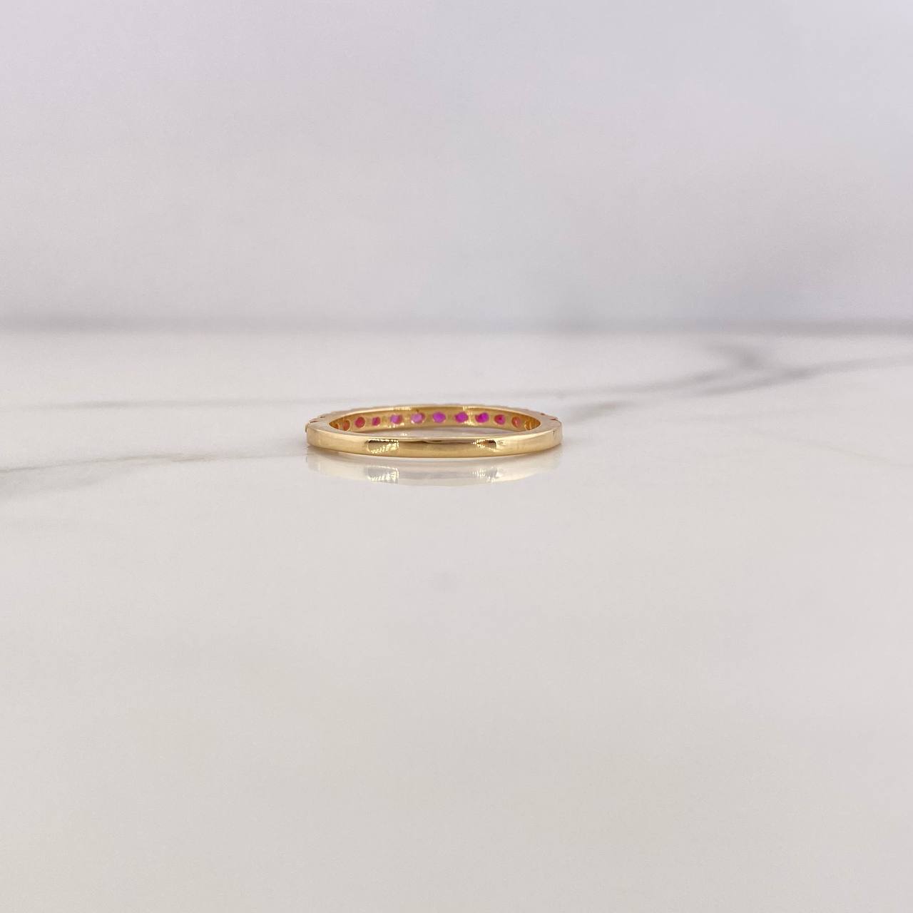 Anillo Churumbela 1.4gr / T4 1/2 / Circones Fucsias Oro Amarillo 18K &