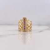 Anillo Rustico Maya 7gr / T7 1/2 / Circones Colores Oro Amarillo 18K &