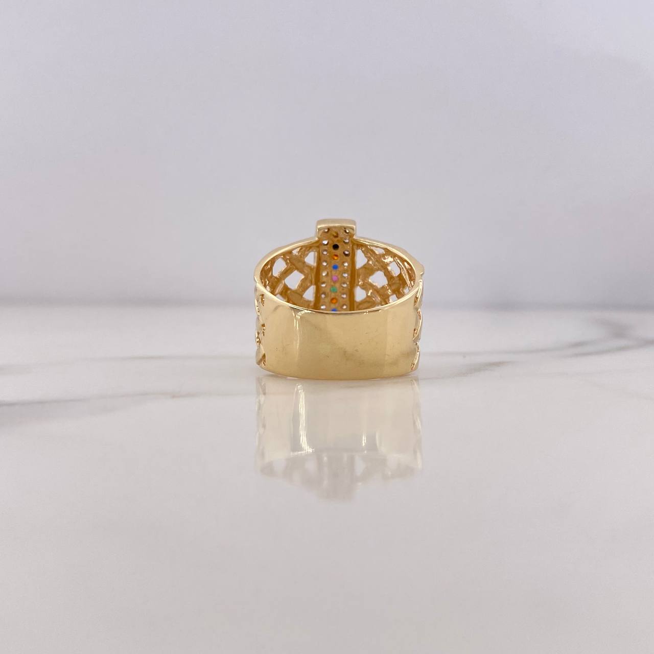 Anillo Rustico Maya 7gr / T7 1/2 / Circones Colores Oro Amarillo 18K &