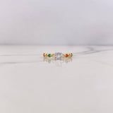 Anillo Solitario 1.2gr / T5 1/4 / Corazones Circones Verdes Naranjas Blanco Oro Amarillo 18K &