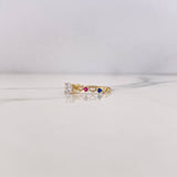 Anillo Solitario 1.15gr / T5 1/4 / Corazones Circones Azules Fucsias Blanco Oro Amarillo 18K &